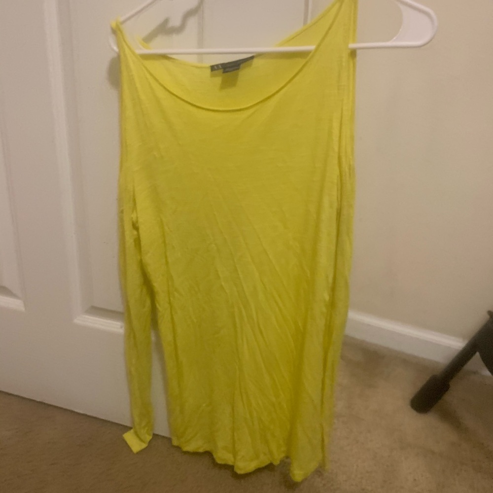 Armani exchange yellow shoulderless top